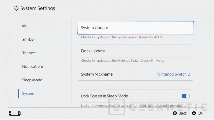 Geeknetic La Nintendo Switch 2 recibe la primera gran actualización con la versión 21.0.0 1