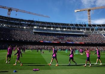 Los jugadores durante un entrenamiento