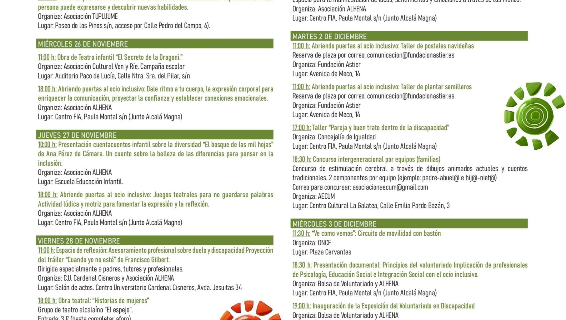 Alcalá de Henares celebra la Semana de la Diversidad con más de 20 actividades inclusivas del 21 de noviembre al 4 de diciembre