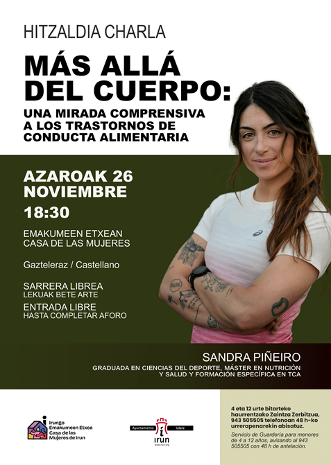 La Casa de las Mujeres de Irun acogerá una charla de la nutricionista Sandra Piñeiro