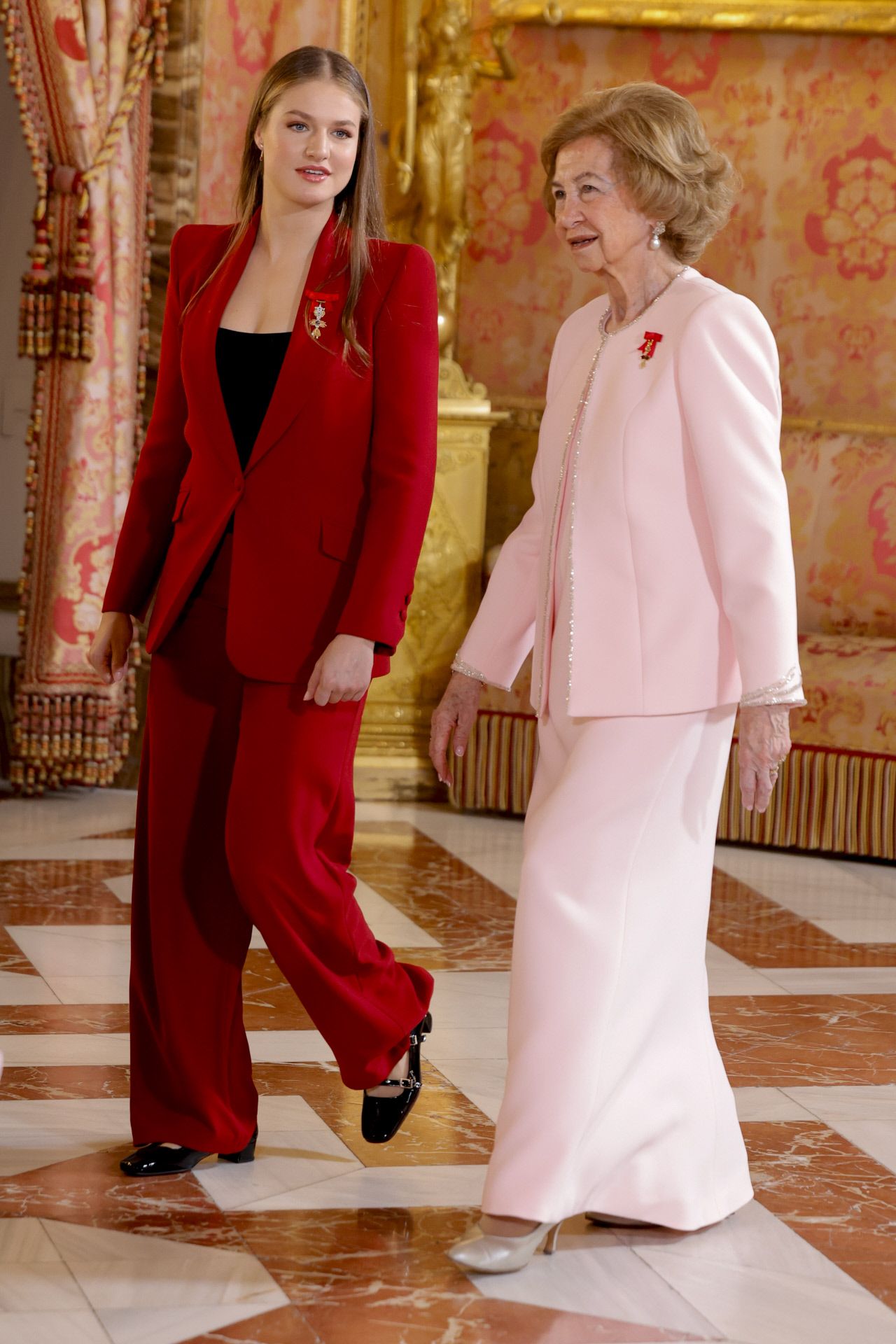 La princesa de Asturias y la reina Sofía esta mañana en el Palacio Real.