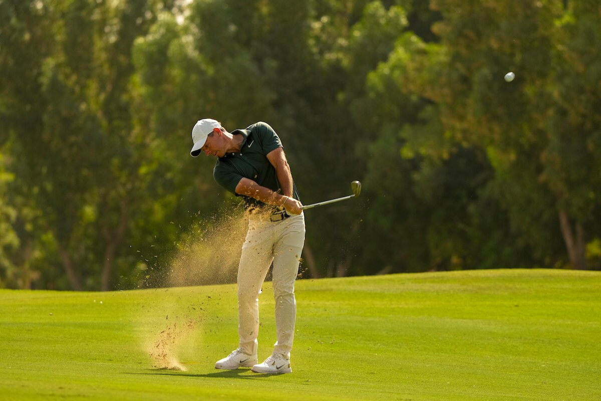 Rory McIlroy durante la primera jornada del DP World Tour Championship 2025. © Golffile