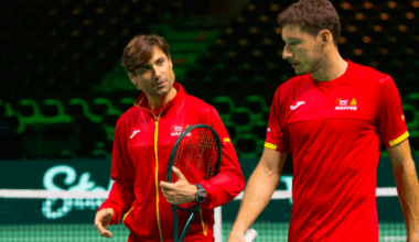 David Ferrer y Pablo Carreño entrenando Bolonia. Fuente: Getty