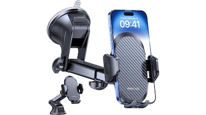 Vista del soporte de móvil con descuento en Amazon.