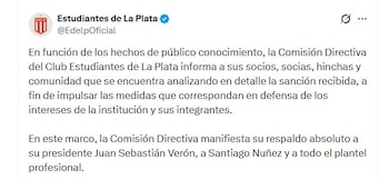 El comunicado de Estudiantes tras