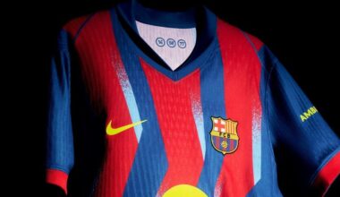 El delirio de las franjas antimadridistas de la camiseta del Barça