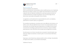 La renuncia de Guillermo Francos