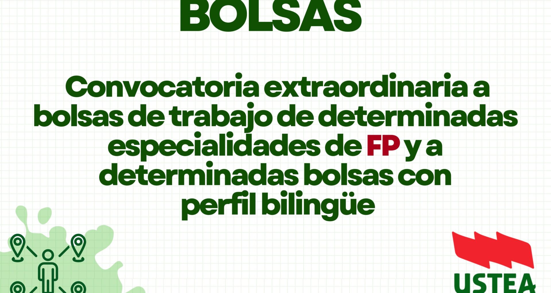 BOLSAS: Convocatoria para el acceso a bolsas de trabajo de determinadas especialidades de FP y a determinadas bolsas con perfil bilingüe