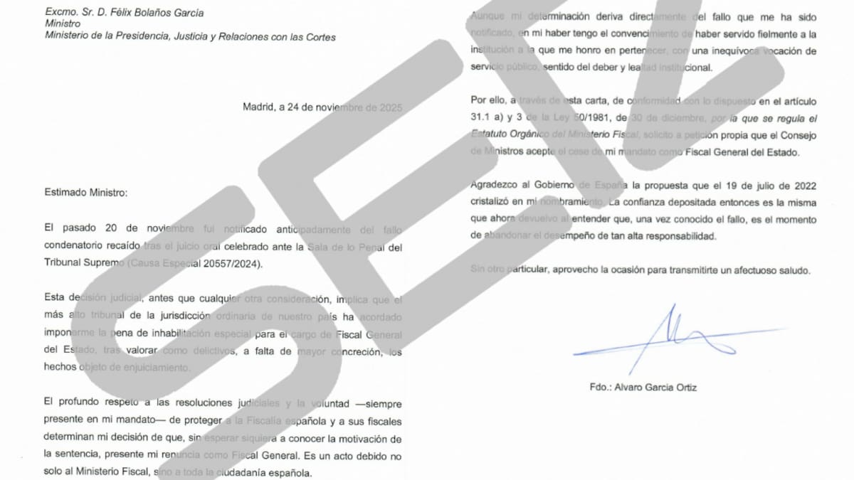 El fiscal general presenta su renuncia al Gobierno antes de que el Supremo ejecute la inhabilitación | Política
