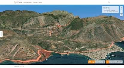 La captura muestra los pasos de montañas hasta la antigua Delfos, en Grecia.