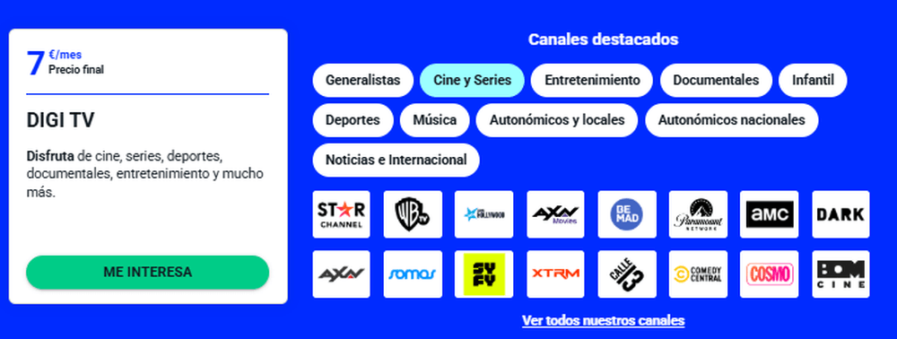 Canales destacados de Digi TV