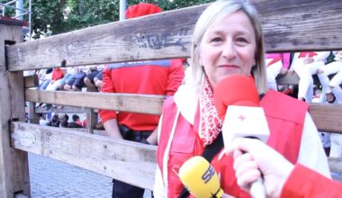 Elvira Obanos en una retransmisión de San Fermín
