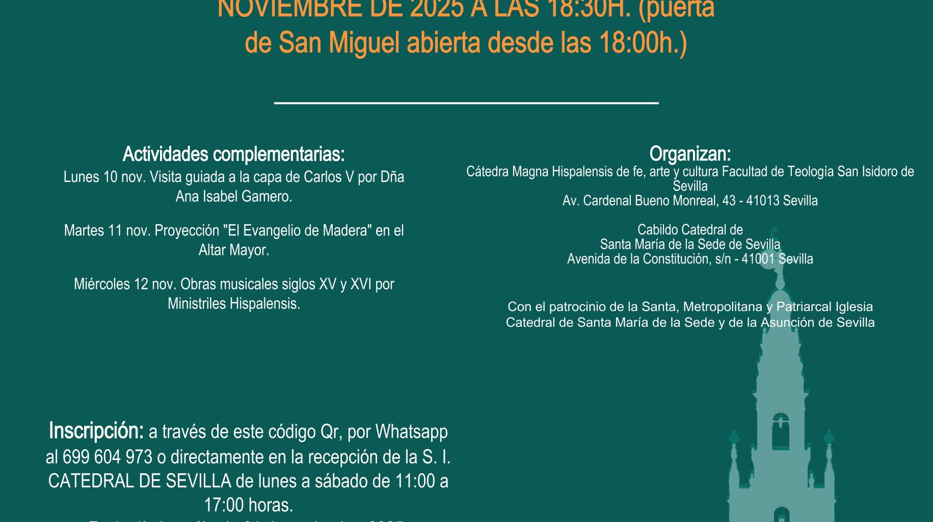 MAÑANA LUNES COMENZARÁN LAS NUEVAS JORNADAS DE LA CÁTEDRA MAGNA HISPALENSIS