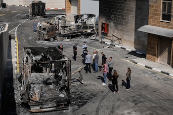 Palestinos y periodistas en el