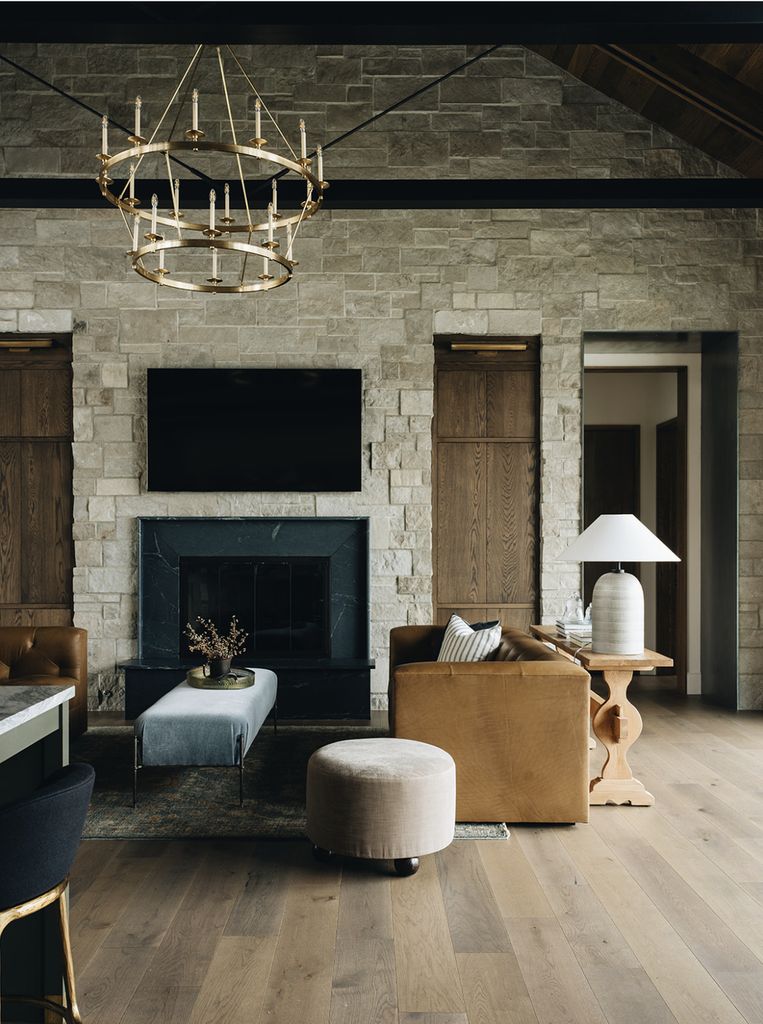 Salón con toques rústicos