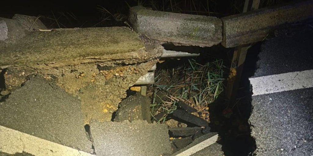 La SE-20 seguirá cortada por los daños ocasionados por la borrasca Claudia