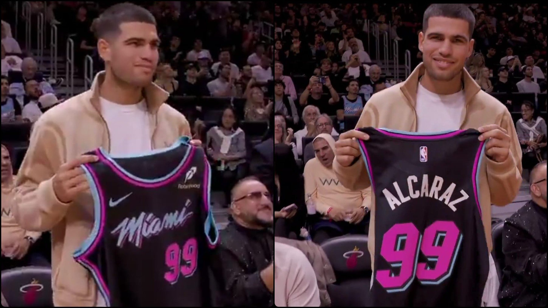 La inesperada aparición de Carlos Alcaraz en la NBA y con la camiseta de los Miami Heat