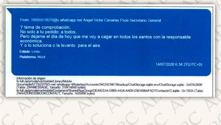 Otro mensaje de Ángel Víctor Torres del informe de la UCO