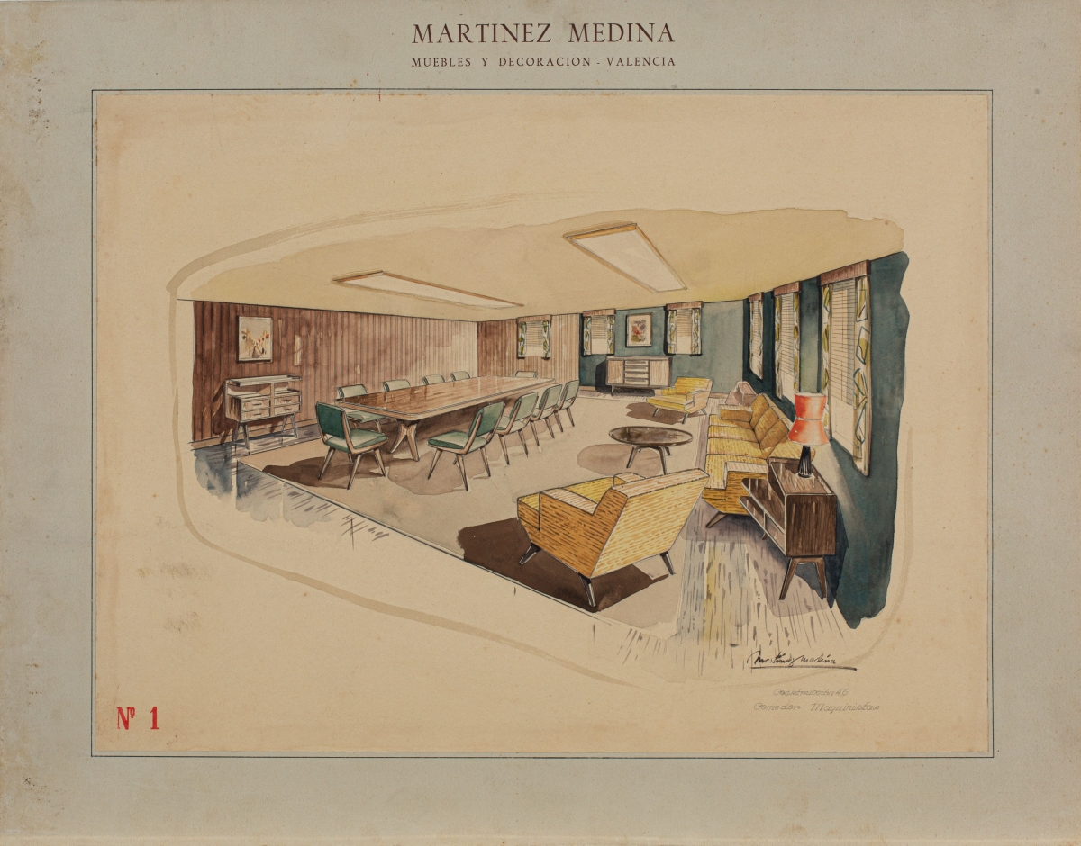 José Martínez Peris, Comedor de maquinistas, s.f. Arxiu Valencià del Disseny.