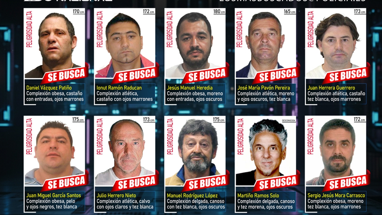 Un asesino, narcos y violadores: la Policía pide ayuda para detener a los 10 fugitivos más buscados de España