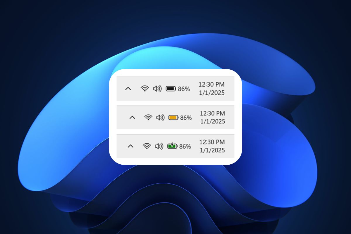 la batería de Windows 11 se actualiza con colores y porcentaje en la barra de tareas