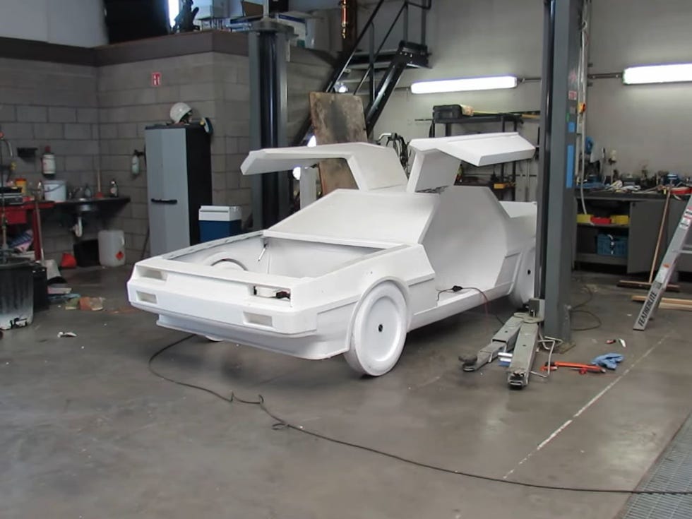 a replica of a delorean car designed for modifications