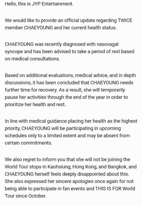 Diagnóstico de Chaeyoung de TWICE