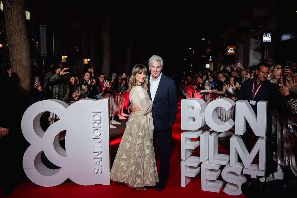 BARCELONA, SPAIN - APRIL 29: Alejandra Silva and Richard Gere attend the screening of the film 'Wisdom of Happiness' during BCN Film Festival at Cinemes Verdi on April 29, 2025 in Barcelona, Spain. (Photo by Xavi Torrent/Getty Images)
