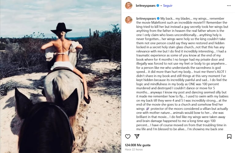 El descargo de la cantante. (Fuente: Instagram(britneyspears)
