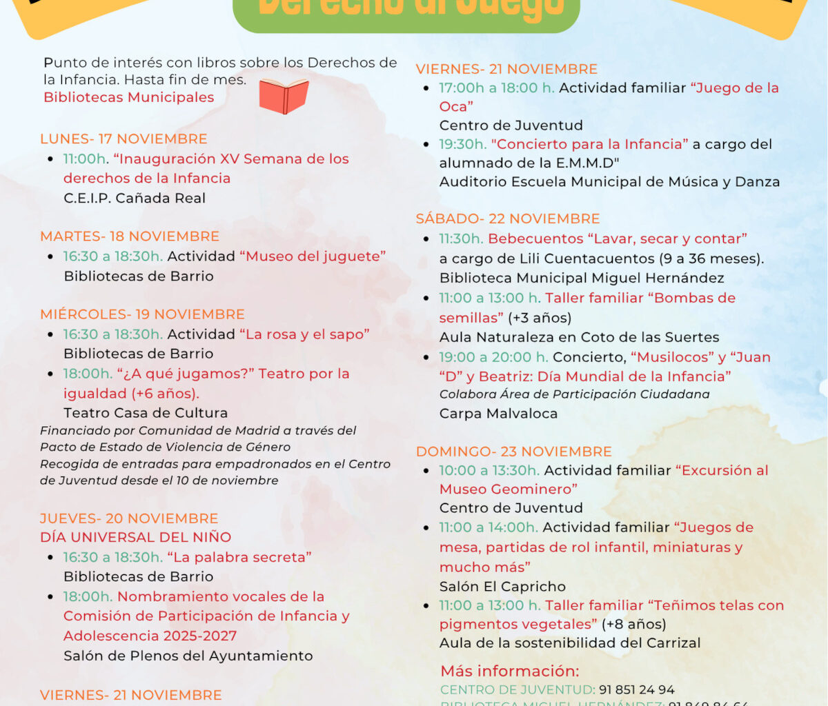 Del 17 al 23 de noviembre Collado Villalba celebra la XV Semana de los Derechos de la Infancia - Ayuntamiento de Collado Villalba