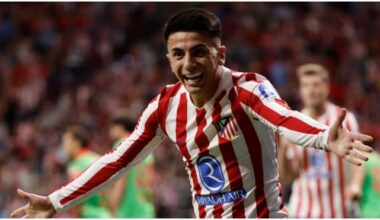 Thiago Almada celebra su primer gol con el Atlético de Madrid. (EFE)