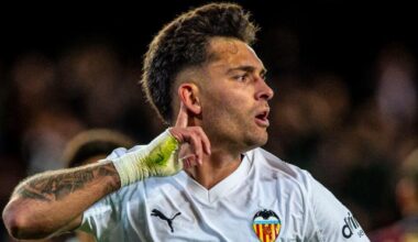 El golazo de Hugo Duro ante el Levante en Mestalla. (Valencia)