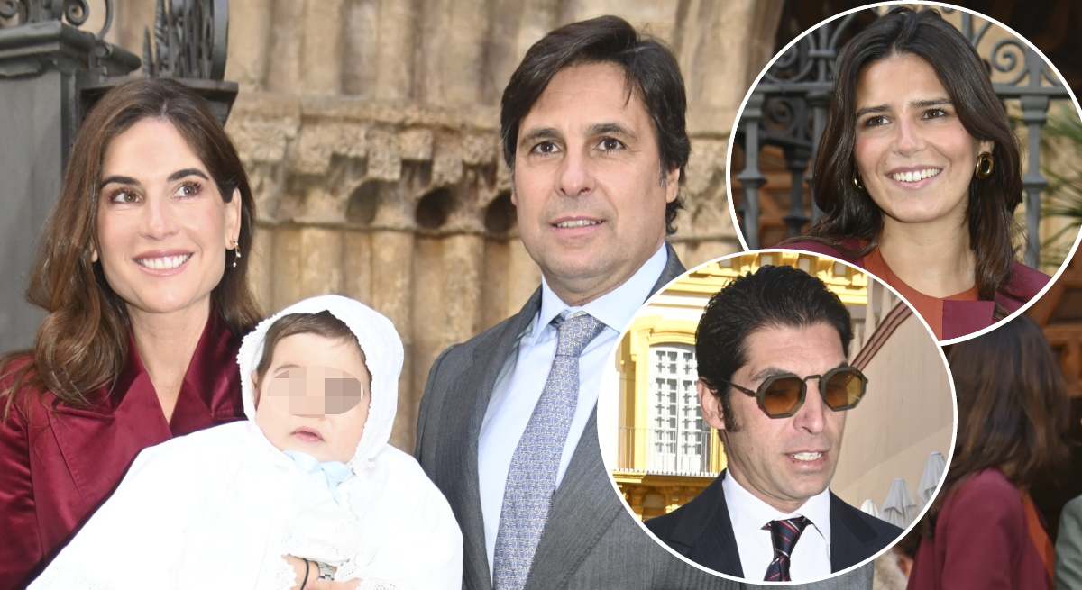 Fran Rivera bautiza a su tercer hijo arropado por Cayetano Rivera (tras el accidente) y Tana Rivera (a juego con Lourdes Montes)