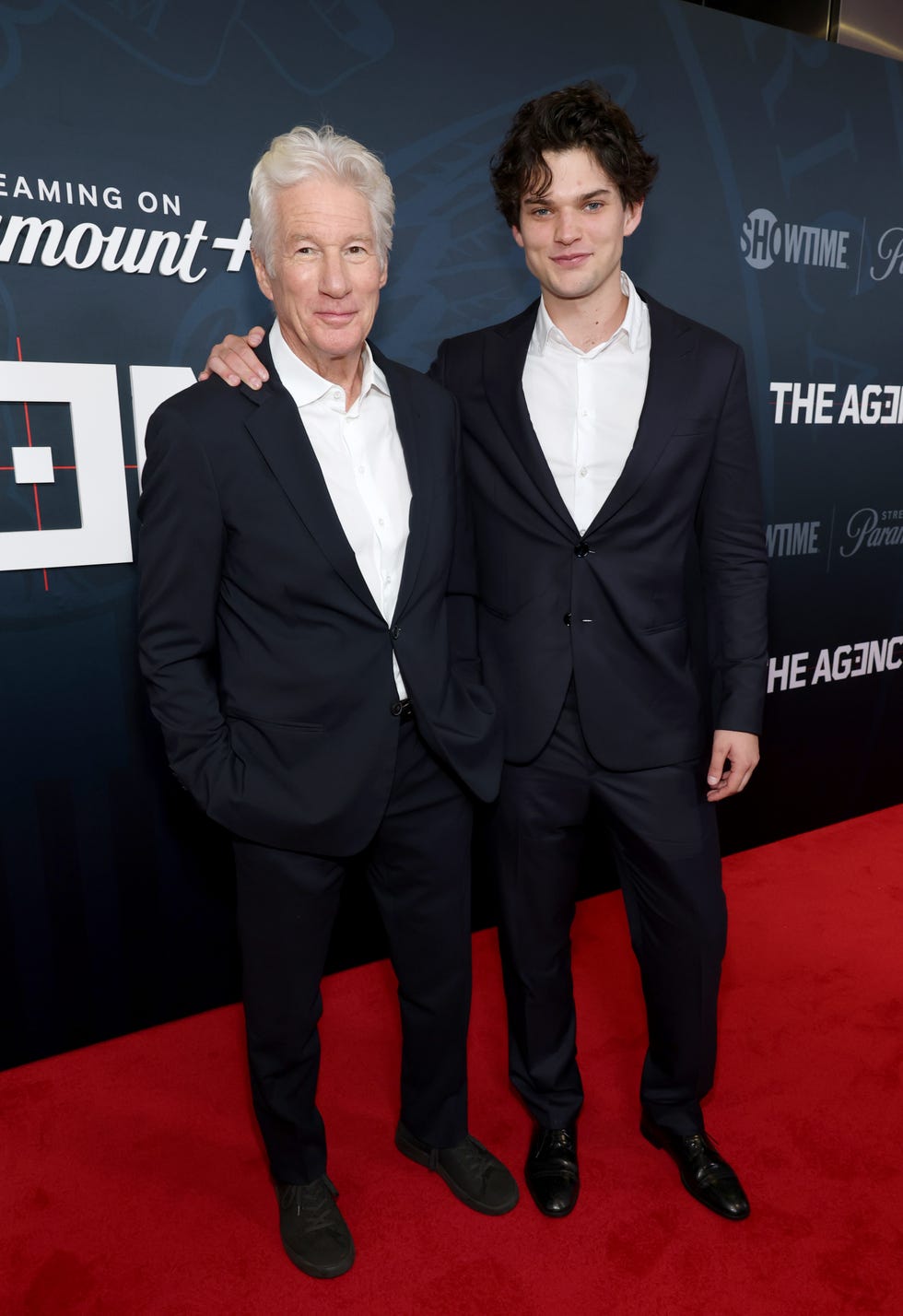 new york, new york november 21: richard gere and homer james jigme gere attend the agency | premiere in ny on november 21, 2024 in new york city. (photo by mike coppola/getty images for paramount+)