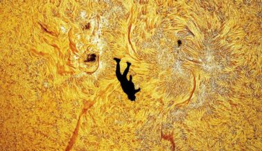 La impresionante imagen de un hombre en caída libre frente al Sol