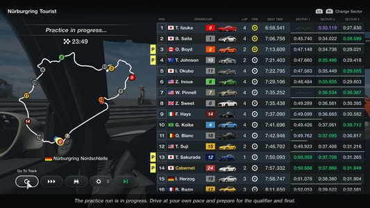 También puedes usar la práctica para observar a tus rivales. Afina la trazada antes de pasar a la clasificatoria y a la carrera en una sesión de juego completa.