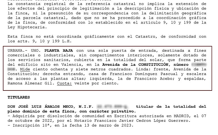 Imagen - Ábalos compró el bajo en julio de 2020, siendo ministro, junto a su entonces mujer. En 2022 se divorciaron y el extitular de Transportes se quedó el cien por cien de la propiedad