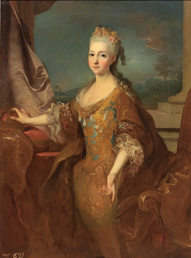 'La reina Luisa Isabel de Orleans', de Jean Ranc. En la parte inferior se advierte un rostro que posiblemente sea Isabel de Portugal, en un retrato anterior, que fue borrado
