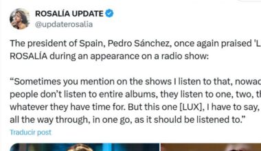Una cuenta fan de Rosalía recoge las palabras de Sánchez sobre su nuevo disco con una foto del presidente imposible de imaginar