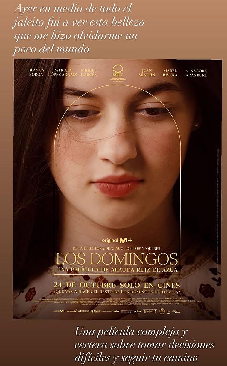 Storie publicado por Javier Calvo en Instagram sobre 'Los domingos'