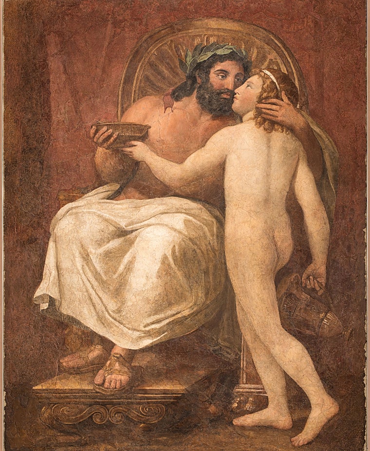 'Júpiter y Ganimedes', de Antonio Raphael Mengs. Falso fresco sobre lienzo moderno