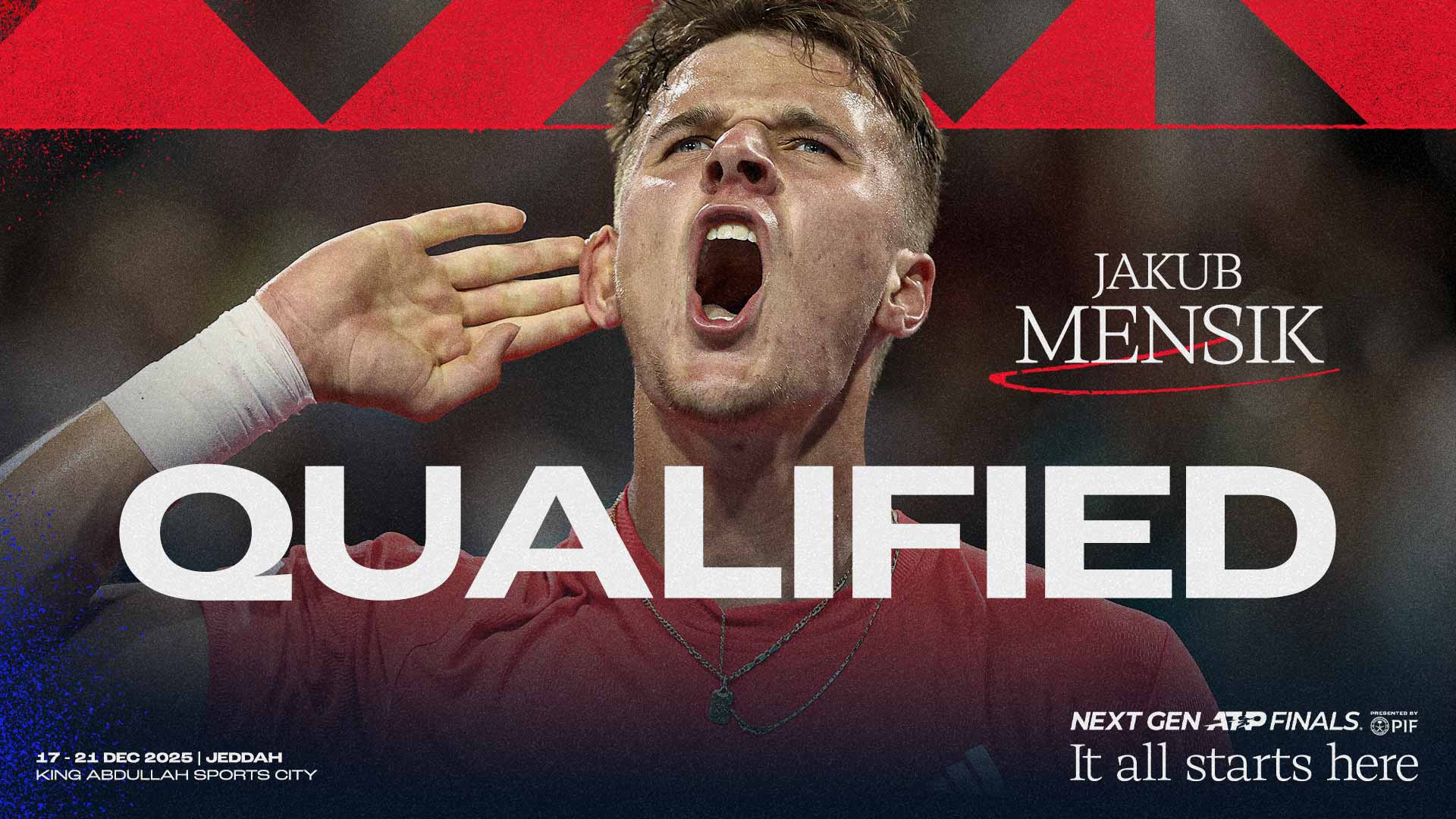 Jakub Mensik competirá en las Next Gen ATP Finals presented by PIF 2025 del 17 al 21 de diciembre.