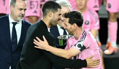 Carlos Alcaraz felicita a Lionel Messi luego de que el Inter se asegurara ser campeón de la Conferencia del Este en la MLS.