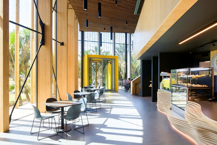Centro de visitantes Punangairi / Sheppard & Rout Architects - Fotografía interior, Comedor, Madera, Sillas, Vidrio