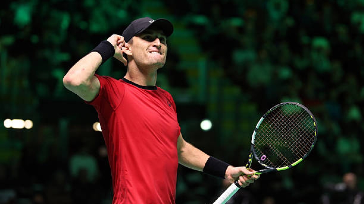 Raphael Collignon se ríe de Moutet. Foto: gettyimages