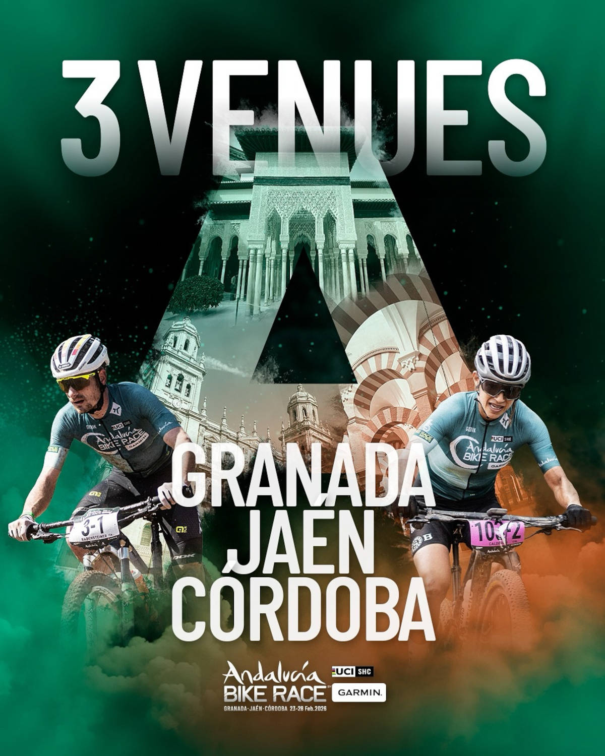 Granada, Jaén y Córdoba en seis días de competición, del 23 al 28 de febrero. Imagen: Andalucía Bike Race