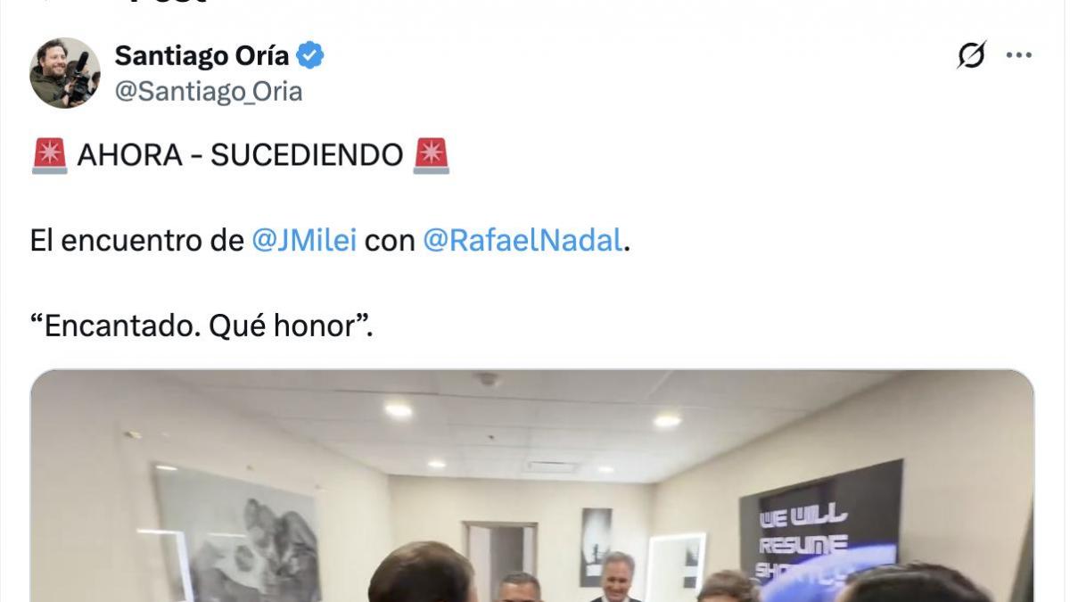 Rafa Nadal se encuentra con Milei y lo que hace el presidente argentino da la vuelta al mundo