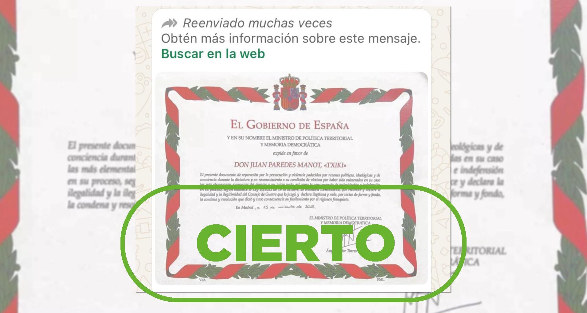 El Gobierno reconoce a dos miembros de ETA como víctimas