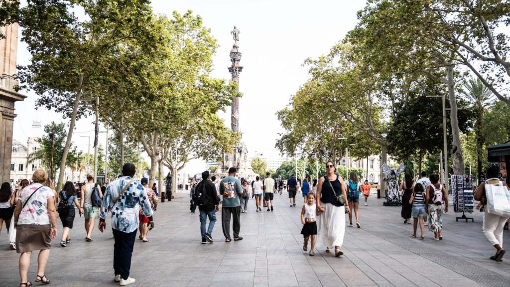 Turistas en La Rambla