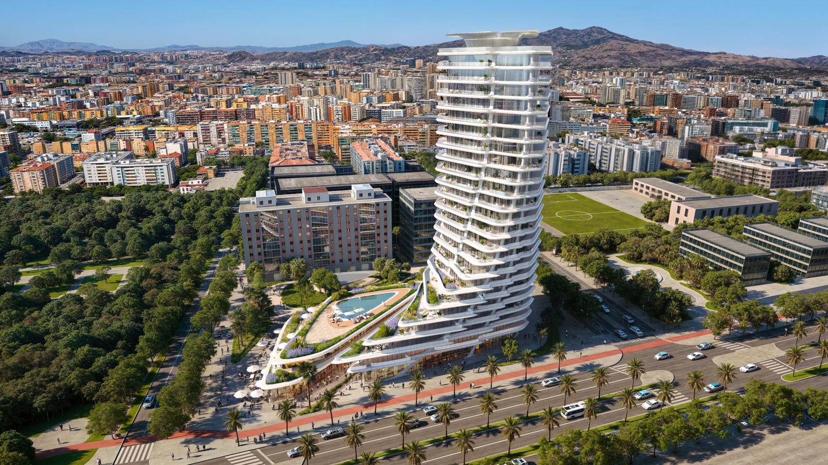 Una torre de 23 plantas de Zaha Hadid para viviendas de lujo transformará la nueva joya inmobiliaria de Málaga
